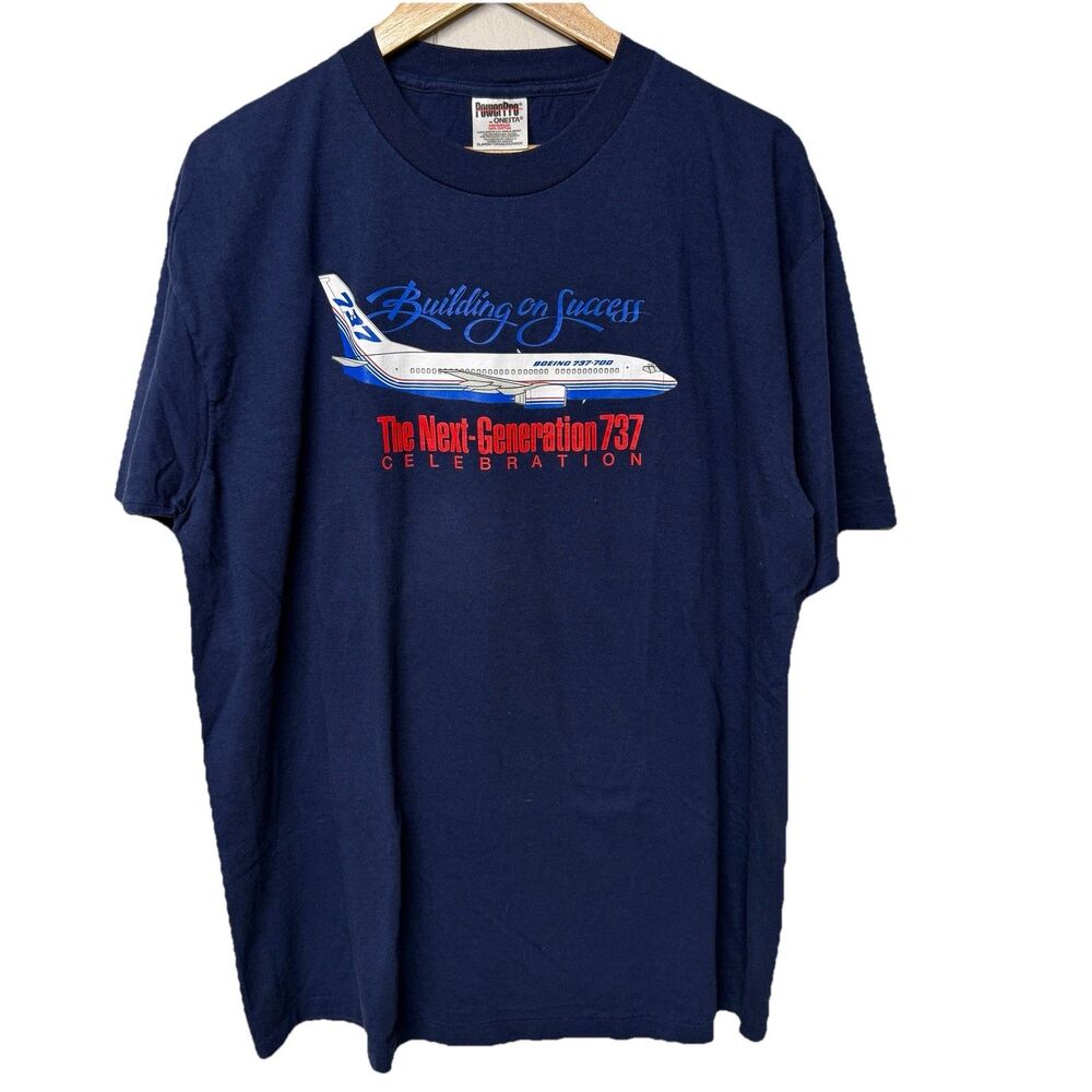 Vtg Building On Success BOEING 737-700 Promo T Shirt Single Stitch USA Made XL